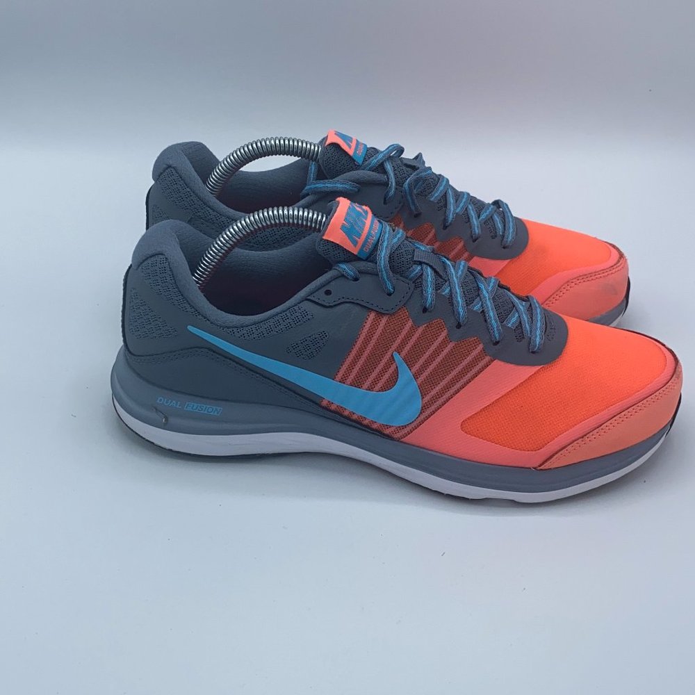 Nike Dual Fusion X Gray Orange Blue Athletic Sneakers